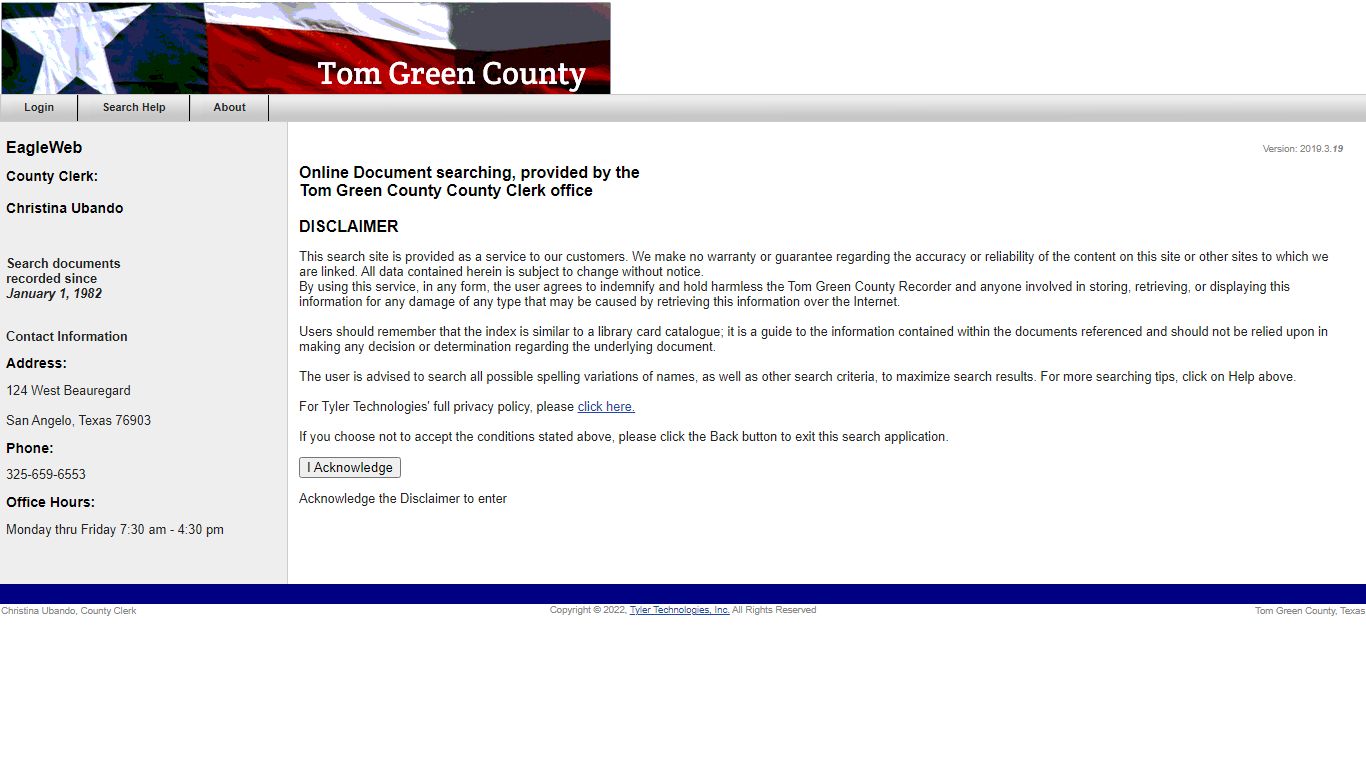 Tom Green County County Clerk office - County Government Records