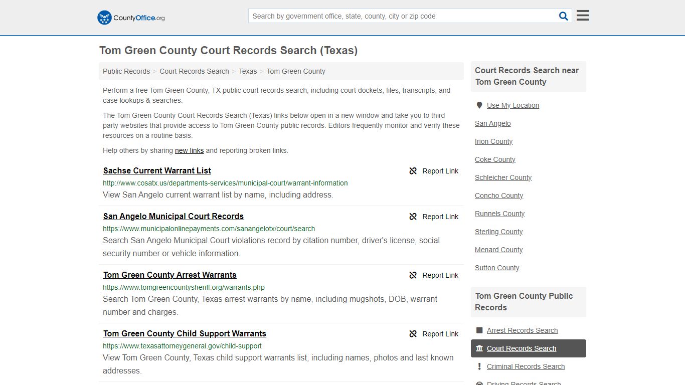Tom Green County Court Records Search (Texas) - County Office