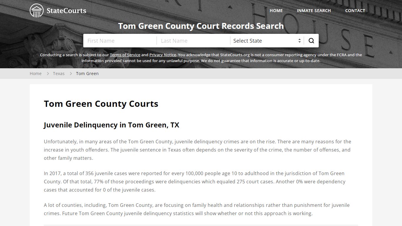 Tom Green County, TX Courts - Records & Cases - StateCourts